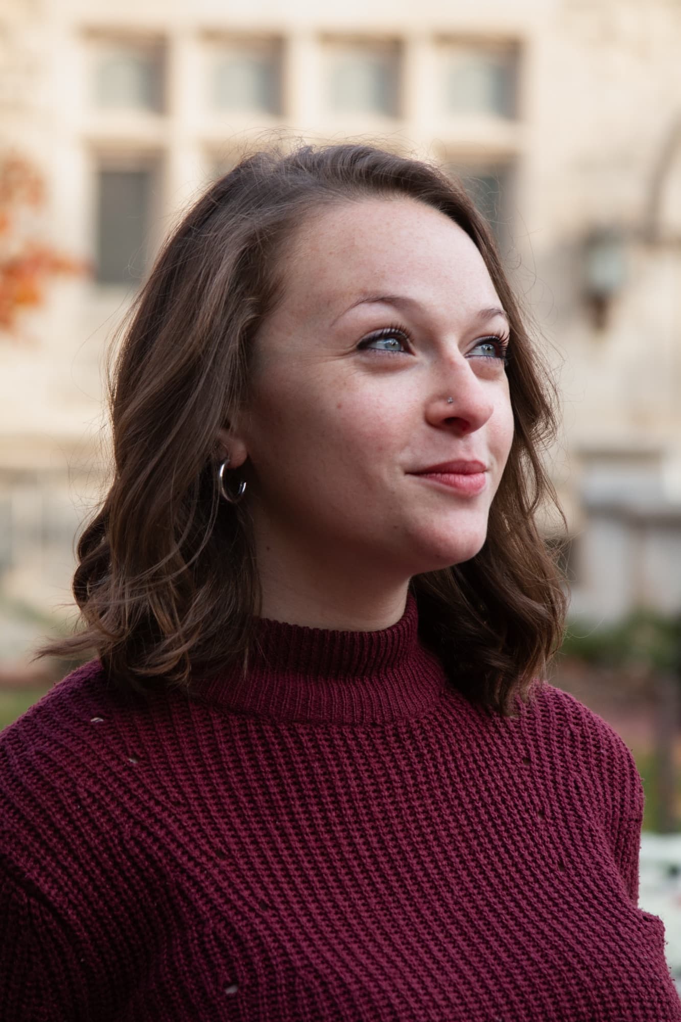 Brynn Jacobs outdoors on the Indiana University campus